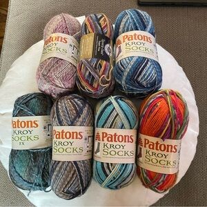 6 balls of Kroy sock yarn and 1 Loops and Threads